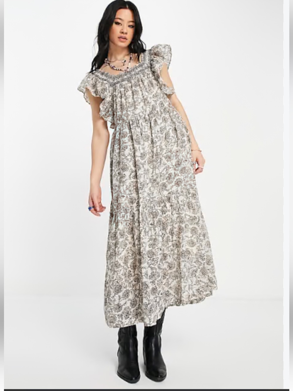 Free People Bonita floral midi dress with pockets